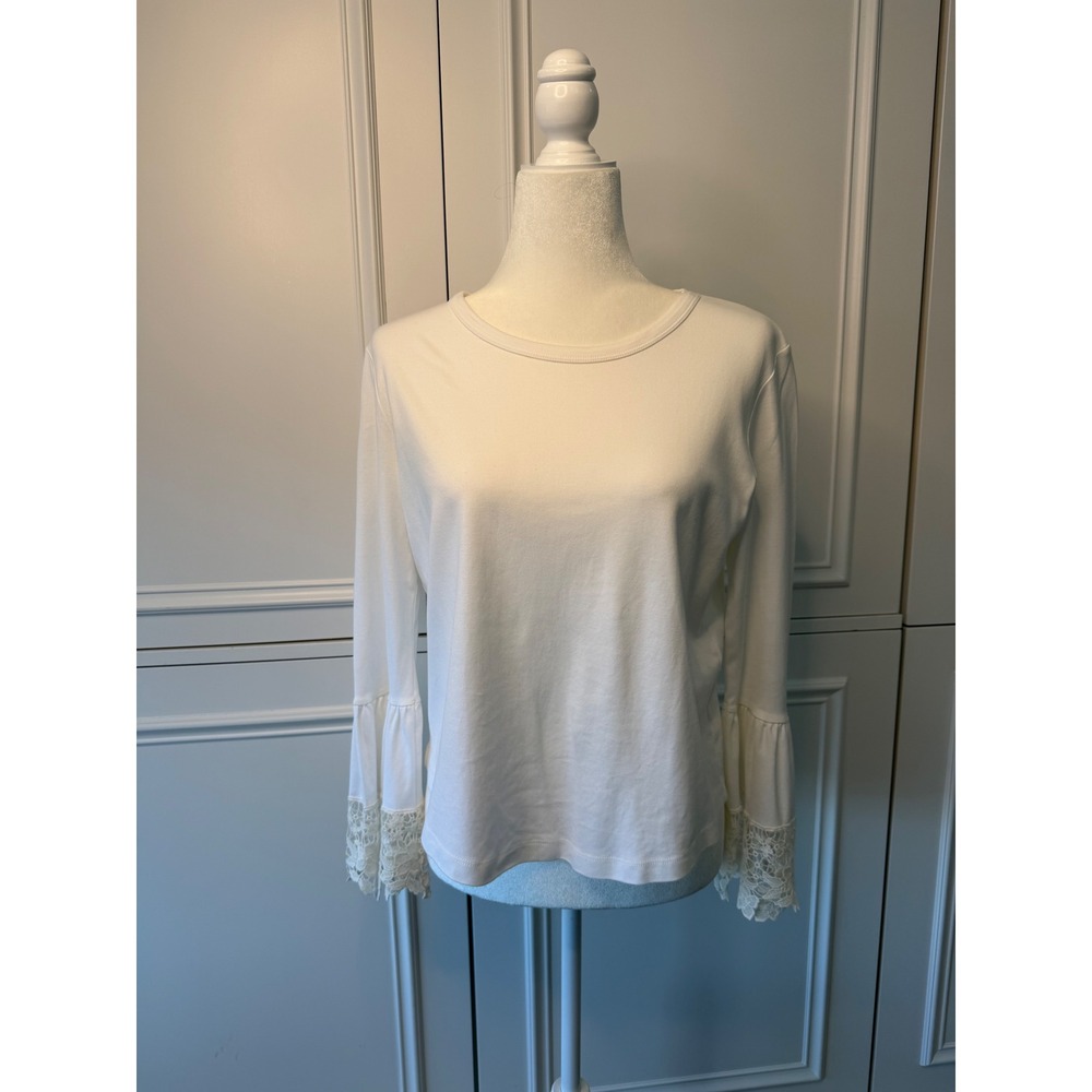 See by Chloe Top Women Large White Excellent Lace Bell Sleeve